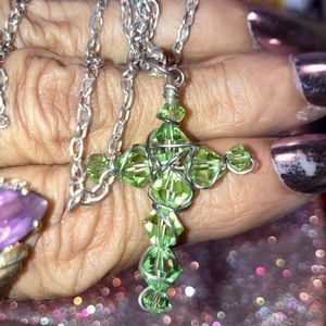 Pretty lime green cross necklace